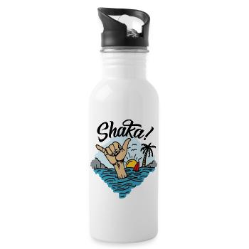 Shaka surfer greeting Hawaii - Water bottle with straw - white - Right
