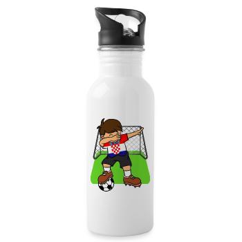 Kroatien-Fußball, der Kinderkroaten-Fußball abtupft - Trinkflasche mit integriertem Trinkhalm - Weiß - Rechts