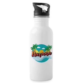 Havanna Kuba Karibik Urlaub Kreuzfahrt - Trinkflasche mit integriertem Trinkhalm - Weiß - Rechts