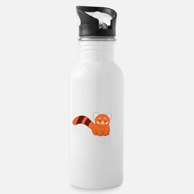 Roter Panda - Katzenbär - Pandaliebhaber - Panda - Trinkflasche mit integriertem Trinkhalm - Weiß