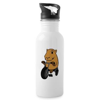 Capybara-Reitdreirad-T-Shirt Nagetier-Tier - Trinkflasche mit integriertem Trinkhalm - Weiß - Rechts