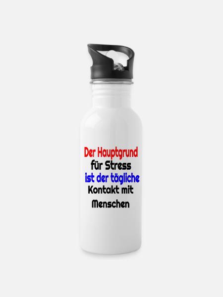 Witziger spruch - Trinkflasche mit integriertem Trinkhalm - Weiß