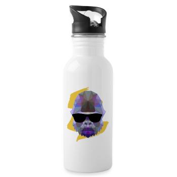 Gorilla - Tiere - Trinkflasche mit integriertem Trinkhalm - Weiß - Rechts