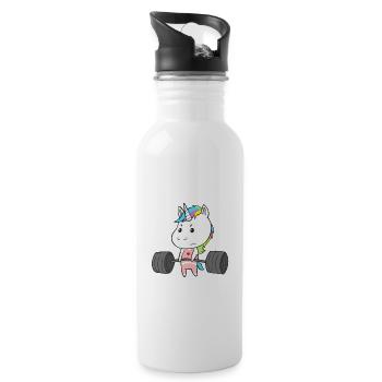 Unicorn Training Team Women Workout Gym Fitness - Water bottle with straw - white - Right