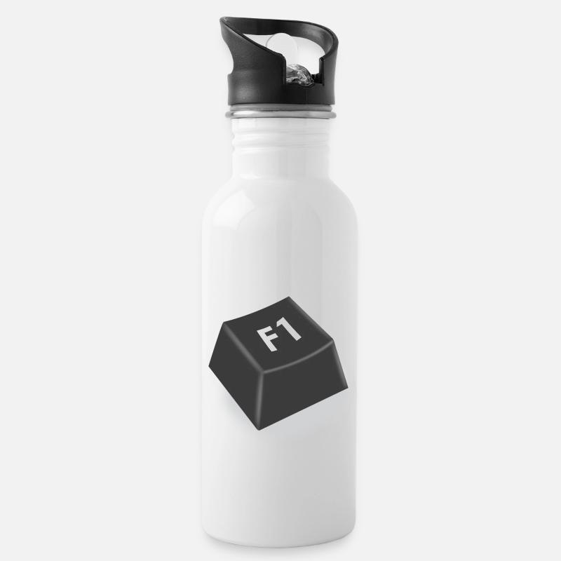 f1 Hilfe Knopf - Trinkflasche mit integriertem Trinkhalm - Weiß
