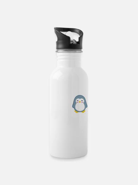 Penguin - Penguins - Penguin Motive - Be Yourself - Water bottle with straw - white