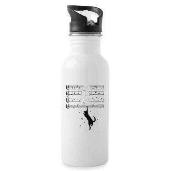 Cat musical notes kitten animal gift - Water bottle with straw - white - Right