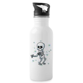 Squelette Halloween Floss comme un patron de soie dentaire - Gourde avec paille intégrée - blanc - Droite