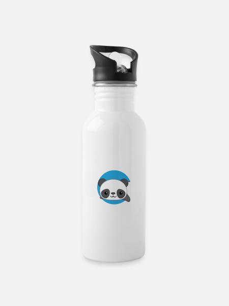 Panda - T-shirt Panda - Motif Panda - Cadeau - Gourde avec paille intégrée - blanc