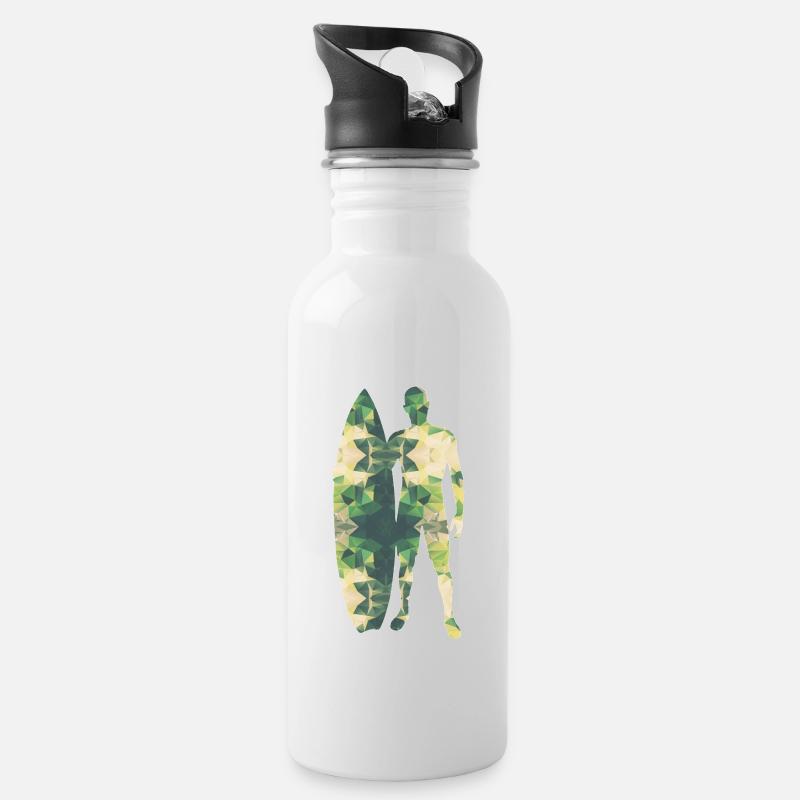 Polygon Surfer green - Water bottle with straw - white