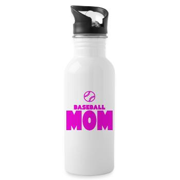 Baseball - Baseball Mom - Trinkflasche mit integriertem Trinkhalm - Weiß - Rechts