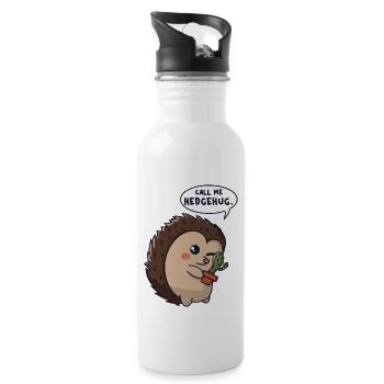 Hedgehog cuddles cactus - Water bottle with straw - white - Right