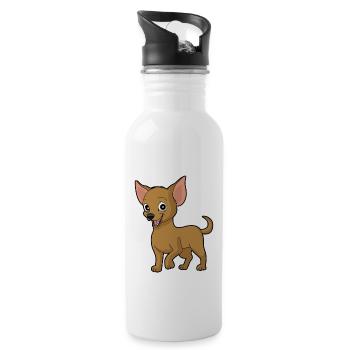 Petit chien doux Chiwawa - Gourde avec paille intégrée - blanc - Droite