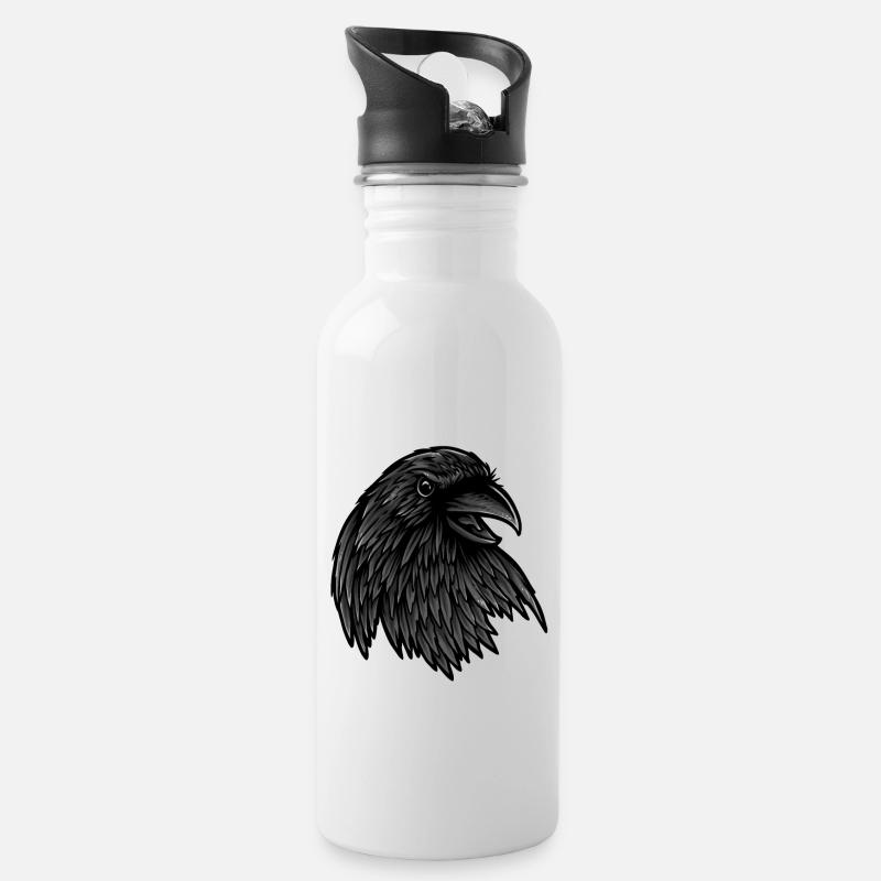 Raven Rabe - Trinkflasche mit integriertem Trinkhalm - Weiß