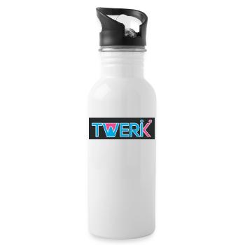 TWERK Logo mit W gefüllt mit Rose - Trinkflasche mit integriertem Trinkhalm - Weiß - Rechts