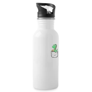 Pocket Dino mignon dinosaure Dino cadeau - Gourde avec paille intégrée - blanc - Droite