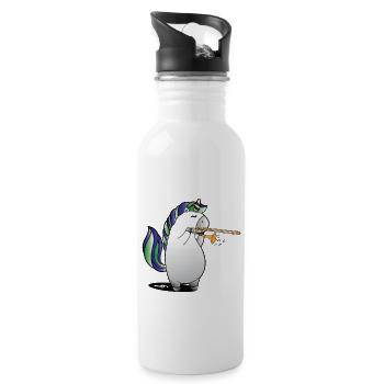 Unicorn plays trombone music trombone gift - Water bottle with straw - white - Right