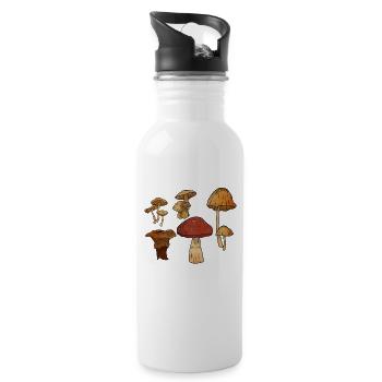 Mushroom Fungi Morels Foraging Hunting Gift Idea - Water bottle with straw - white - Right