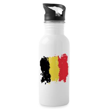 Belgique Drapeau - Belgique drapeau - België vlag - Gourde avec paille intégrée - blanc - Droite