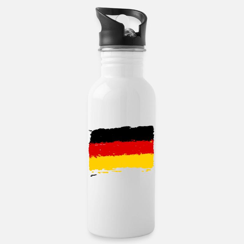 Germany flag - German flag - Water bottle with straw - white
