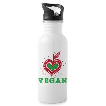 Idée de cadeau de végétarien végétarien - Gourde avec paille intégrée - blanc - Droite