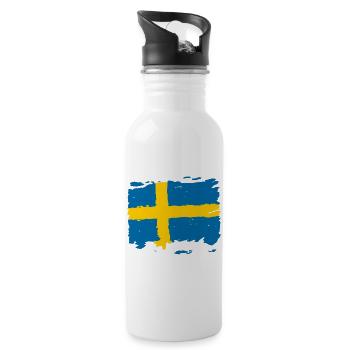 Sverige flag - Sweden flag - Sweden flag - Water bottle with straw - white - Right