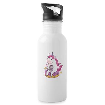 Coffee Is Real Magic - Coffee Unicorn Gift - Water bottle with straw - white - Right