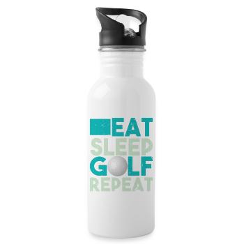 Funny Design Eat Sleep Golf Repeat Tshirt - Water bottle with straw - white - Right