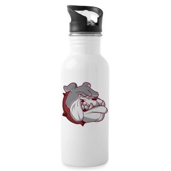 American Bulldog Hundekopf - Trinkflasche mit integriertem Trinkhalm - Weiß - Rechts