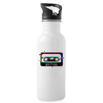 Tape Tape Glitch 90s Retro Vaporwave Aesthetic - Water bottle with straw - white - Right