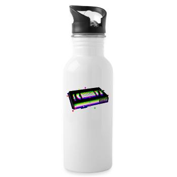 VHS Glitch Vaporwave Aesthetic Retro 90s Kid - Water bottle with straw - white - Right