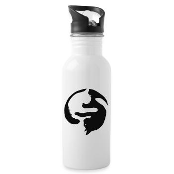 Yin Yang Cats - Trinkflasche mit integriertem Trinkhalm - Weiß - Rechts
