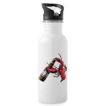Beer Drinking Lobster Funny Craft Beer Shirt - Water bottle with straw - white - Right