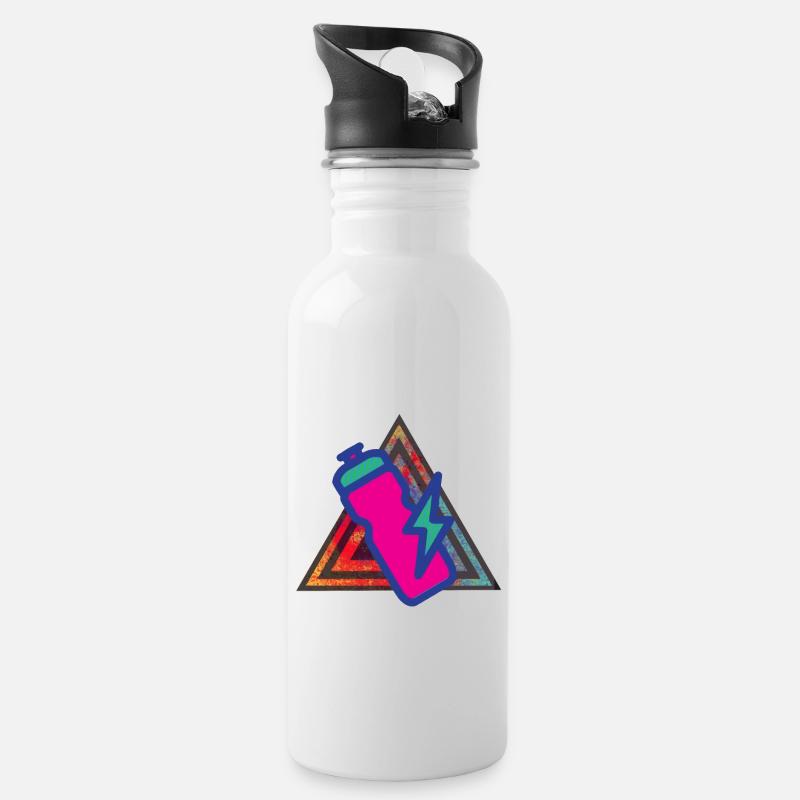Retro Energy Drink - Trinkflasche mit integriertem Trinkhalm - Weiß