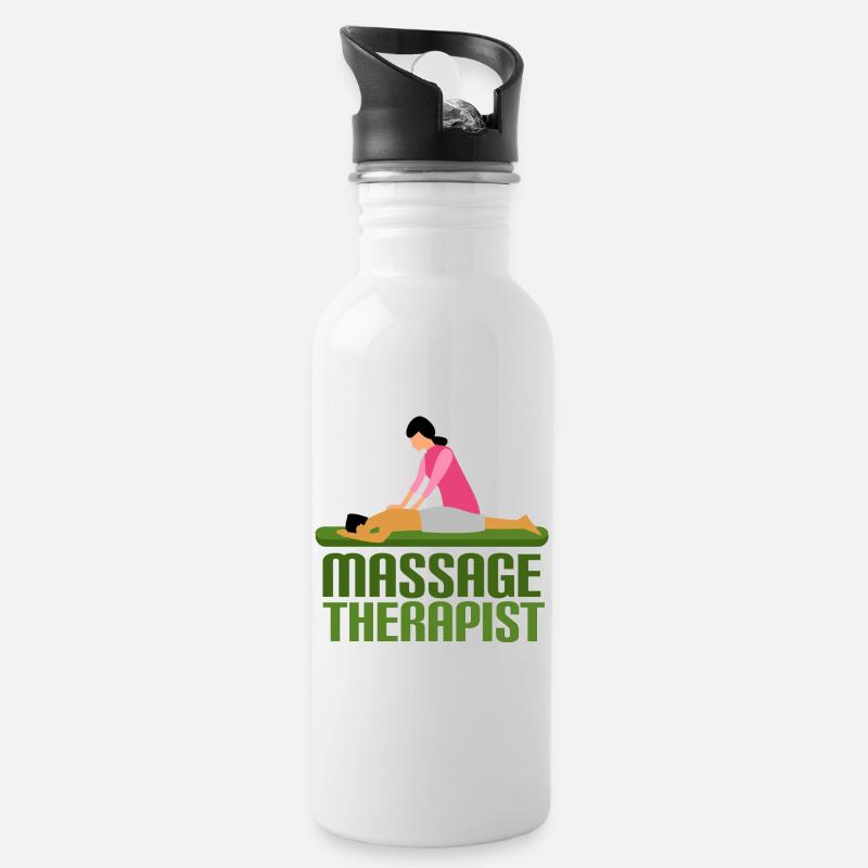 Massage - Trinkflasche mit integriertem Trinkhalm - Weiß
