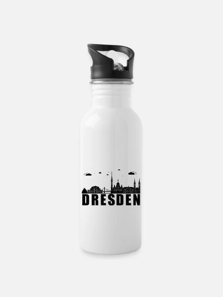 Dresden - Trinkflasche mit integriertem Trinkhalm - Weiß