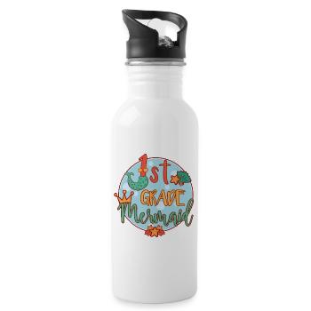 1st Grade Meerjungfrau - Trinkflasche mit integriertem Trinkhalm - Weiß - Rechts