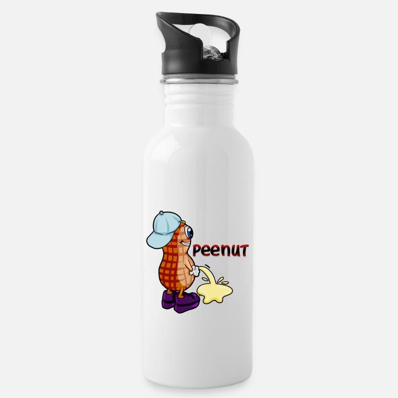 peenut cacahuètes pisser noix - Gourde avec paille intégrée - blanc