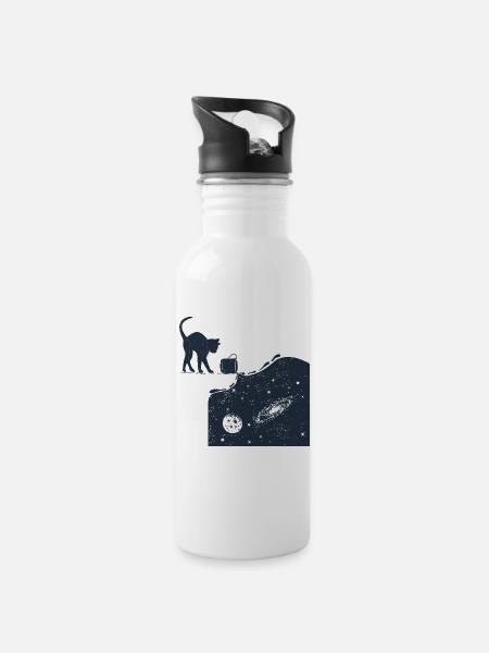 Universe Cat - Water bottle with straw - white