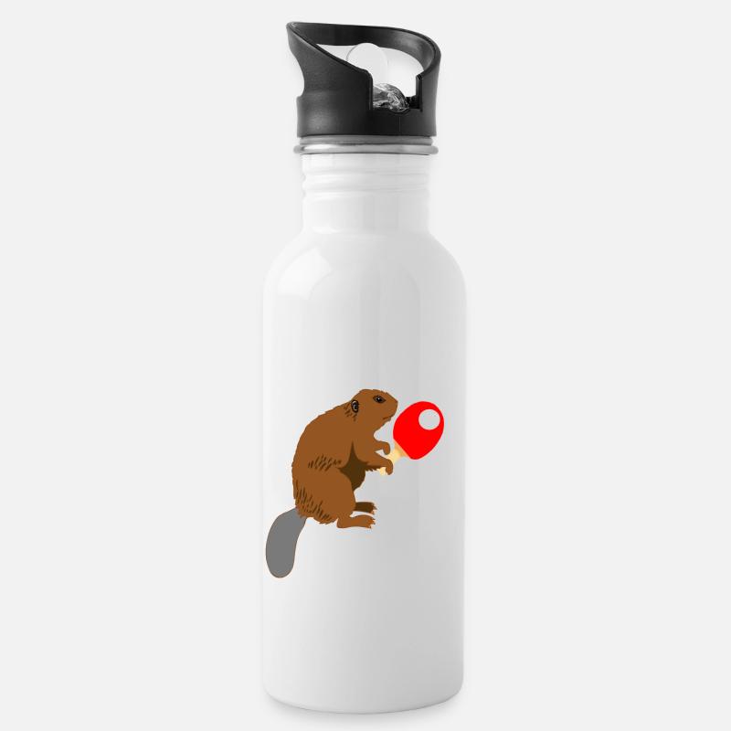 Tischtennisschläger Biberratte Nagetiere Geschenke - Trinkflasche mit integriertem Trinkhalm - Weiß