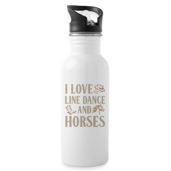 I Love Line Dance And Horses Geschenk Idee - Trinkflasche mit integriertem Trinkhalm - Weiß - Rechts