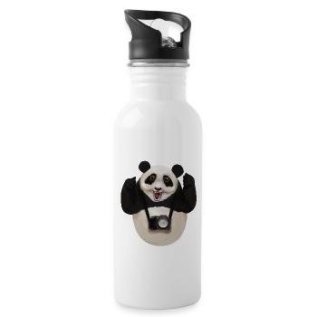 Panda Panda Bear Photographer Photography Photo Gift - Water bottle with straw - white - Right