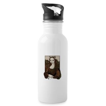 Cats Mona Lisa Gift - Water bottle with straw - white - Right
