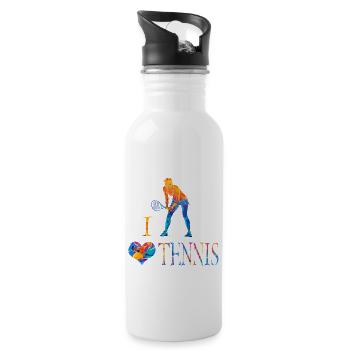 J'aime le tennis - Gourde avec paille intégrée - blanc - Droite