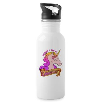 Aujourd'hui je suis une licorne - Gourde avec paille intégrée - blanc - Droite