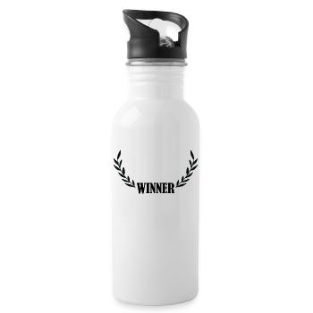 Gewinner Geschenk Winner - Trinkflasche mit integriertem Trinkhalm - Weiß - Rechts