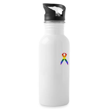 LGBT loop rainbow flag - Water bottle with straw - white - Right