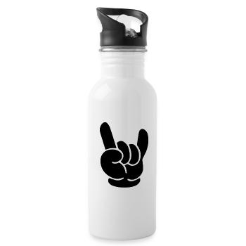 Rock'n Roll Hand Heavy Metal Hard Rock - Gourde avec paille intégrée - blanc - Droite