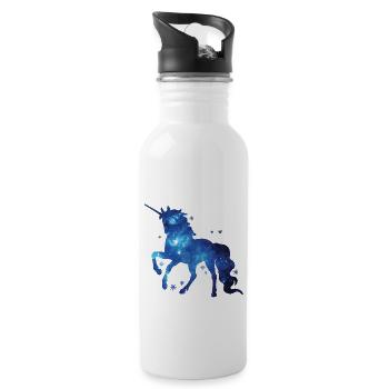Unicorn glitter universe - Water bottle with straw - white - Right