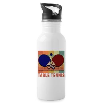 tennis de table - Gourde avec paille intégrée - blanc - Droite